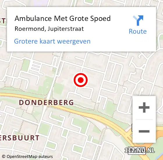 Locatie op kaart van de 112 melding: Ambulance Met Grote Spoed Naar Roermond, Jupiterstraat op 25 januari 2024 09:25