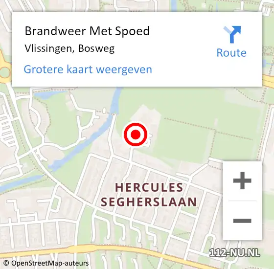 Locatie op kaart van de 112 melding: Brandweer Met Spoed Naar Vlissingen, Bosweg op 25 januari 2024 09:29