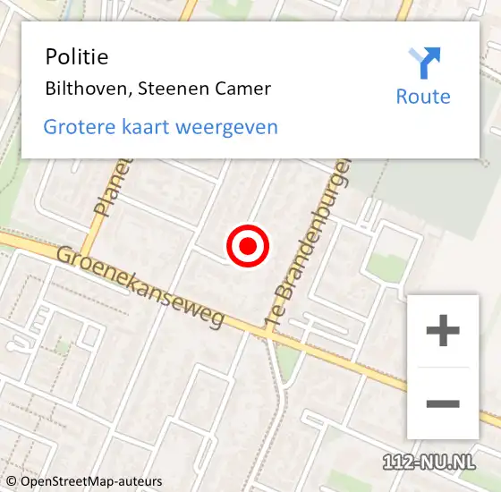 Locatie op kaart van de 112 melding: Politie Bilthoven, Steenen Camer op 25 januari 2024 09:52