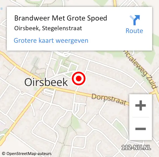 Locatie op kaart van de 112 melding: Brandweer Met Grote Spoed Naar Oirsbeek, Stegelenstraat op 25 januari 2024 10:01