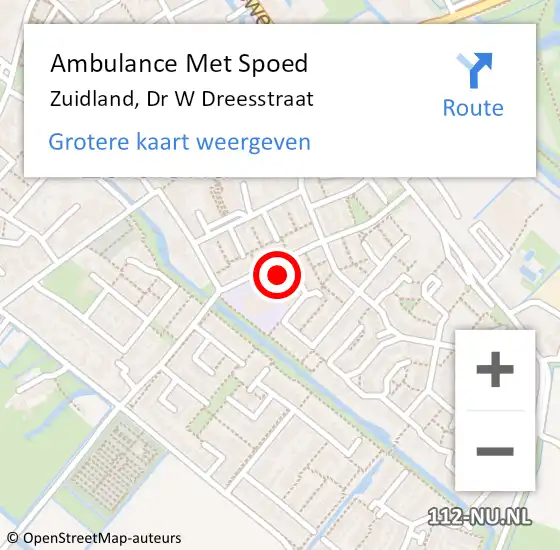 Locatie op kaart van de 112 melding: Ambulance Met Spoed Naar Zuidland, Dr W Dreesstraat op 25 januari 2024 10:12