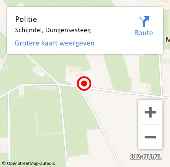 Locatie op kaart van de 112 melding: Politie Schijndel, Dungensesteeg op 25 januari 2024 10:21