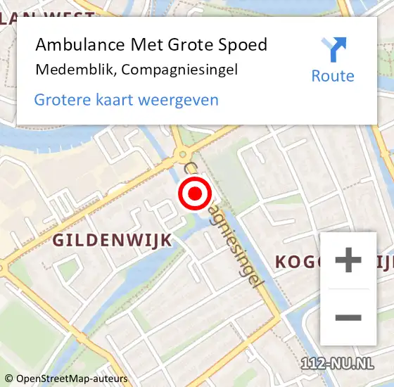 Locatie op kaart van de 112 melding: Ambulance Met Grote Spoed Naar Medemblik, Compagniesingel op 25 januari 2024 10:32