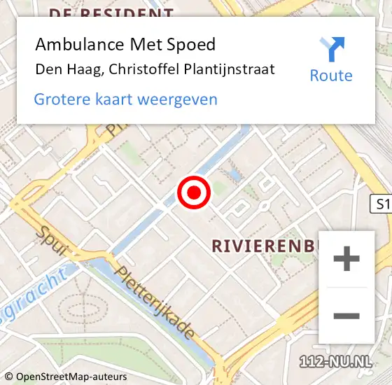 Locatie op kaart van de 112 melding: Ambulance Met Spoed Naar Den Haag, Christoffel Plantijnstraat op 25 januari 2024 10:46