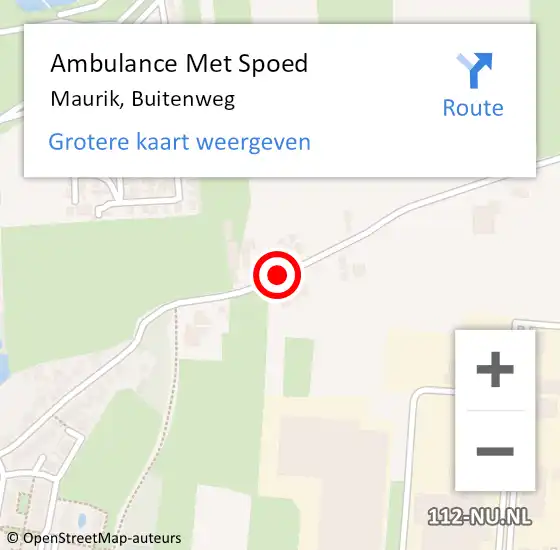 Locatie op kaart van de 112 melding: Ambulance Met Spoed Naar Maurik, Buitenweg op 23 september 2014 12:47