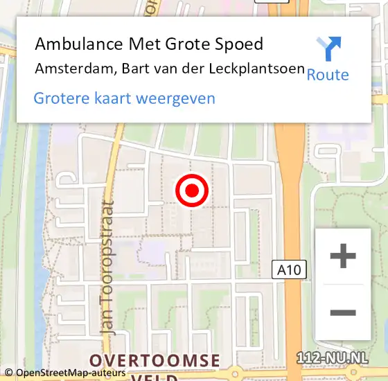 Locatie op kaart van de 112 melding: Ambulance Met Grote Spoed Naar Amsterdam, Bart van der Leckplantsoen op 25 januari 2024 10:55