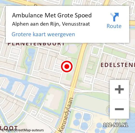 Locatie op kaart van de 112 melding: Ambulance Met Grote Spoed Naar Alphen aan den Rijn, Venusstraat op 25 januari 2024 11:13