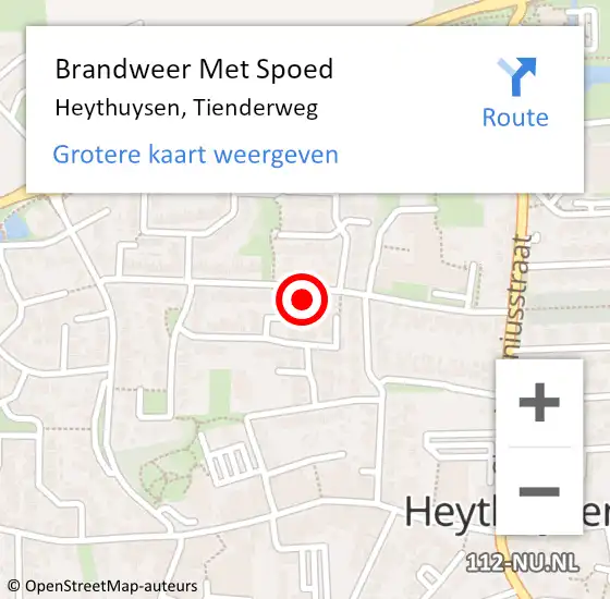 Locatie op kaart van de 112 melding: Brandweer Met Spoed Naar Heythuysen, Tienderweg op 25 januari 2024 11:33