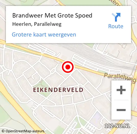 Locatie op kaart van de 112 melding: Brandweer Met Grote Spoed Naar Heerlen, Parallelweg op 25 januari 2024 11:46