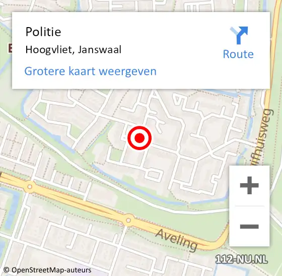 Locatie op kaart van de 112 melding: Politie Hoogvliet, Janswaal op 25 januari 2024 12:16