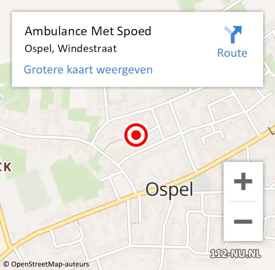 Locatie op kaart van de 112 melding: Ambulance Met Spoed Naar Ospel, Windestraat op 25 januari 2024 12:25