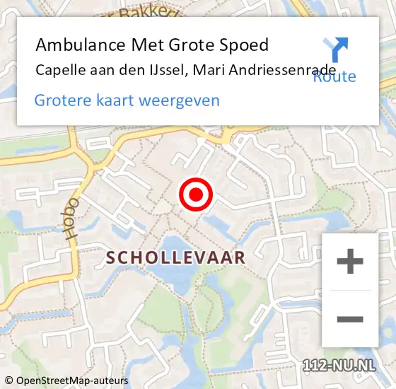 Locatie op kaart van de 112 melding: Ambulance Met Grote Spoed Naar Capelle aan den IJssel, Mari Andriessenrade op 25 januari 2024 12:35