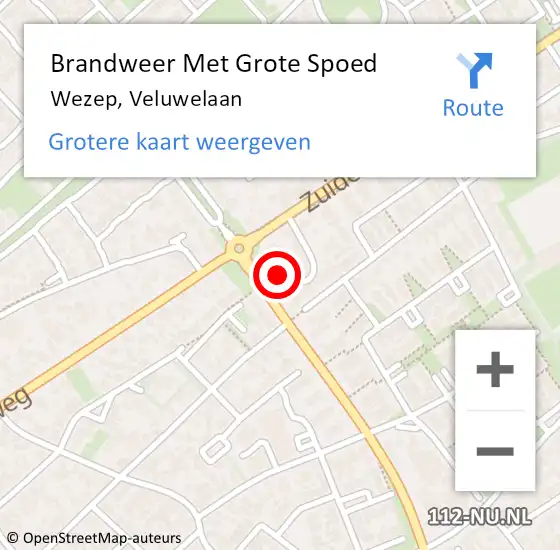 Locatie op kaart van de 112 melding: Brandweer Met Grote Spoed Naar Wezep, Veluwelaan op 23 september 2014 13:01