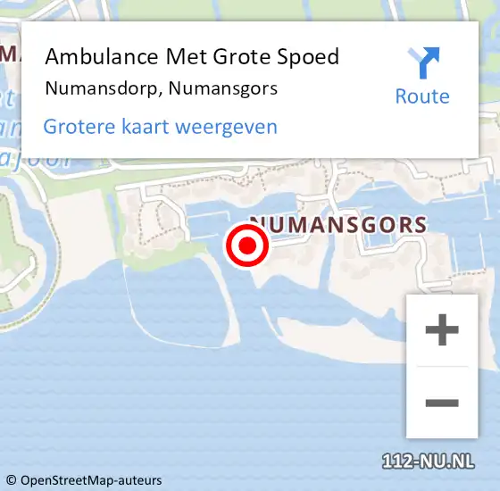 Locatie op kaart van de 112 melding: Ambulance Met Grote Spoed Naar Numansdorp, Numansgors op 25 januari 2024 12:58