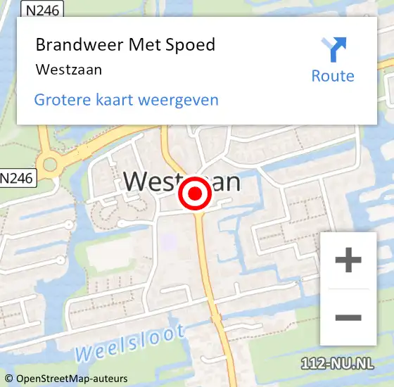 Locatie op kaart van de 112 melding: Brandweer Met Spoed Naar Westzaan op 25 januari 2024 13:03