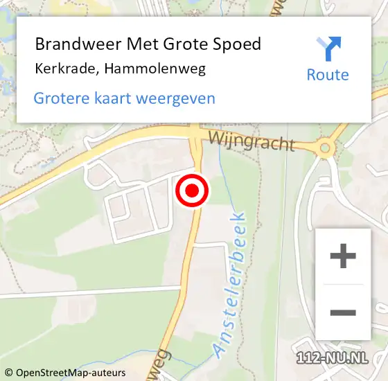 Locatie op kaart van de 112 melding: Brandweer Met Grote Spoed Naar Kerkrade, Hammolenweg op 25 januari 2024 13:10