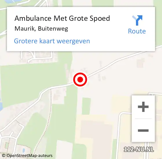 Locatie op kaart van de 112 melding: Ambulance Met Grote Spoed Naar Maurik, Buitenweg op 23 september 2014 13:06