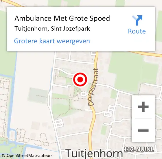 Locatie op kaart van de 112 melding: Ambulance Met Grote Spoed Naar Tuitjenhorn, Sint Jozefpark op 25 januari 2024 13:51