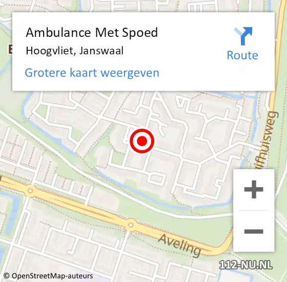 Locatie op kaart van de 112 melding: Ambulance Met Spoed Naar Hoogvliet, Janswaal op 25 januari 2024 13:55