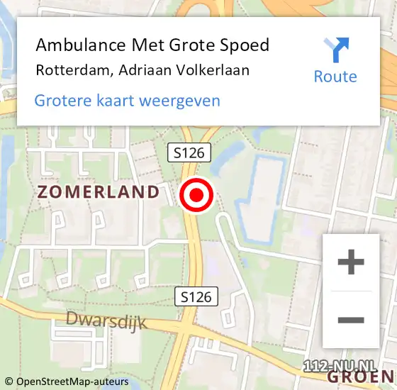 Locatie op kaart van de 112 melding: Ambulance Met Grote Spoed Naar Rotterdam, Adriaan Volkerlaan op 25 januari 2024 14:07