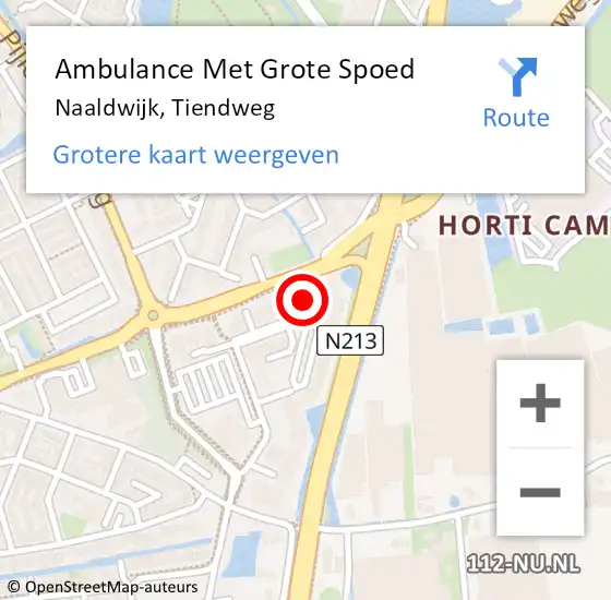 Locatie op kaart van de 112 melding: Ambulance Met Grote Spoed Naar Naaldwijk, Tiendweg op 25 januari 2024 14:12