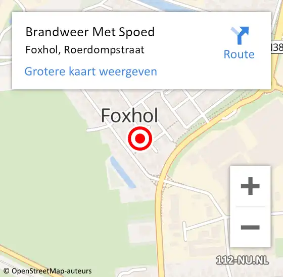 Locatie op kaart van de 112 melding: Brandweer Met Spoed Naar Foxhol, Roerdompstraat op 25 januari 2024 14:15