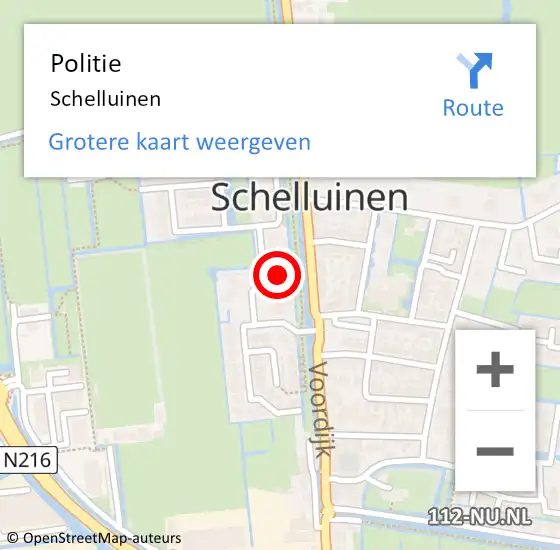 Locatie op kaart van de 112 melding: Politie Schelluinen op 25 januari 2024 14:22