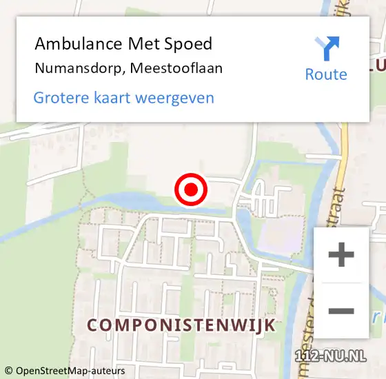 Locatie op kaart van de 112 melding: Ambulance Met Spoed Naar Numansdorp, Meestooflaan op 25 januari 2024 14:35