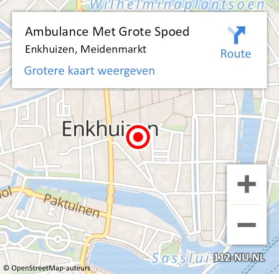 Locatie op kaart van de 112 melding: Ambulance Met Grote Spoed Naar Enkhuizen, Meidenmarkt op 25 januari 2024 14:36