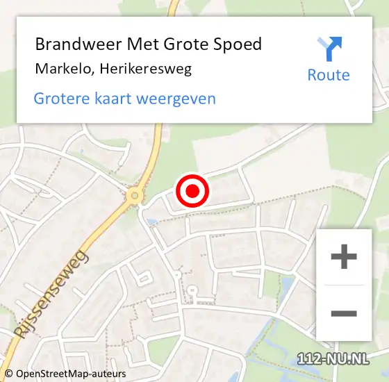 Locatie op kaart van de 112 melding: Brandweer Met Grote Spoed Naar Markelo, Herikeresweg op 25 januari 2024 14:38