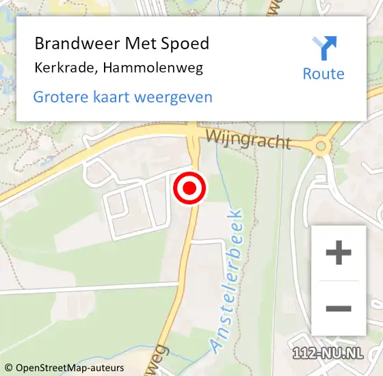 Locatie op kaart van de 112 melding: Brandweer Met Spoed Naar Kerkrade, Hammolenweg op 25 januari 2024 14:41