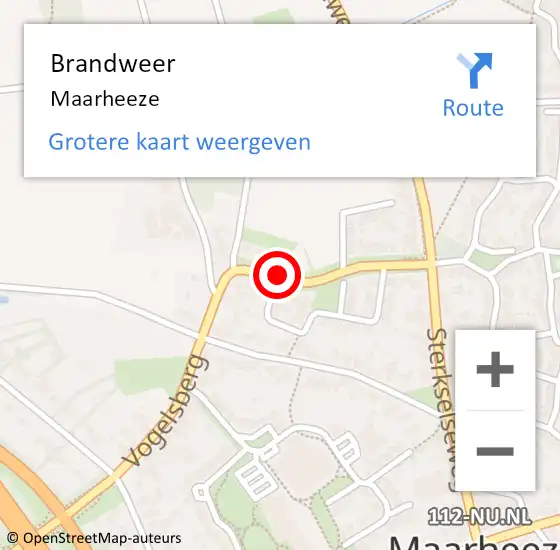 Locatie op kaart van de 112 melding: Brandweer Maarheeze op 25 januari 2024 14:46