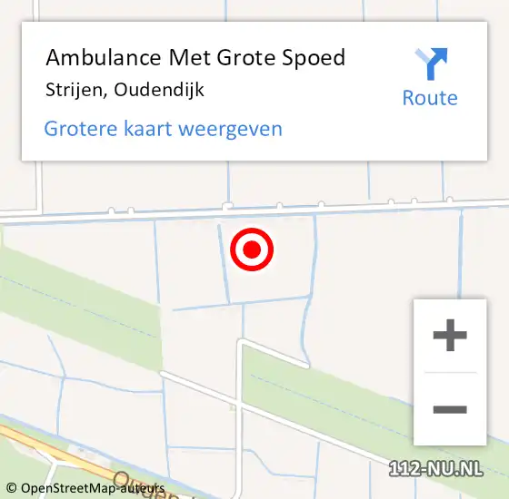 Locatie op kaart van de 112 melding: Ambulance Met Grote Spoed Naar Strijen, Oudendijk op 25 januari 2024 14:55