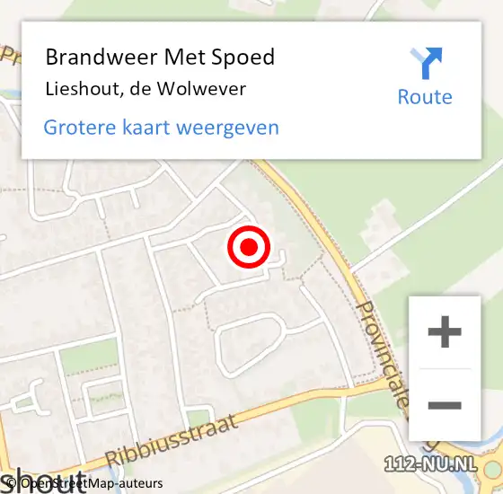 Locatie op kaart van de 112 melding: Brandweer Met Spoed Naar Lieshout, de Wolwever op 25 januari 2024 15:17