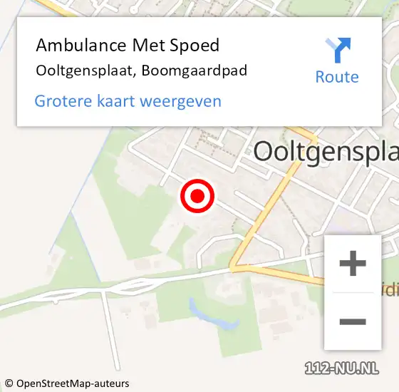 Locatie op kaart van de 112 melding: Ambulance Met Spoed Naar Ooltgensplaat, Boomgaardpad op 25 januari 2024 15:28