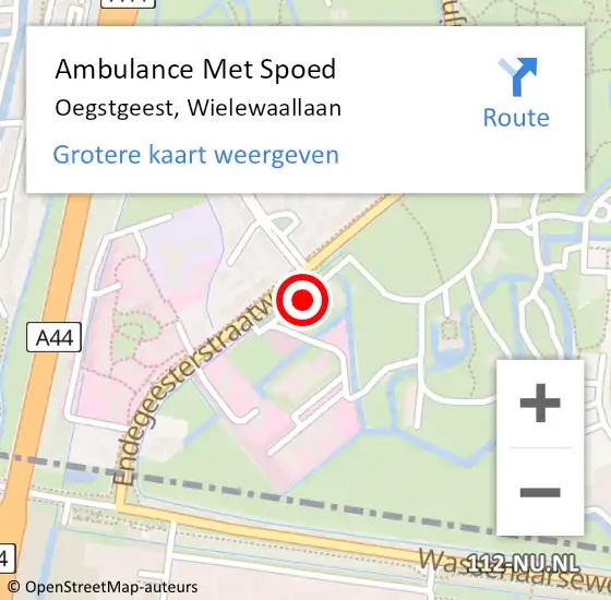 Locatie op kaart van de 112 melding: Ambulance Met Spoed Naar Oegstgeest, Wielewaallaan op 25 januari 2024 15:31