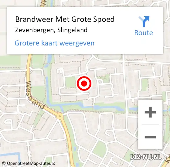 Locatie op kaart van de 112 melding: Brandweer Met Grote Spoed Naar Zevenbergen, Slingeland op 25 januari 2024 15:56