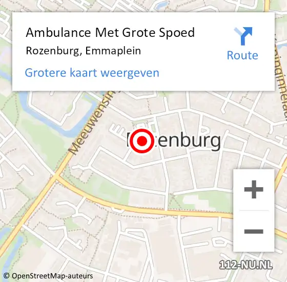 Locatie op kaart van de 112 melding: Ambulance Met Grote Spoed Naar Rozenburg, Emmaplein op 25 januari 2024 15:59