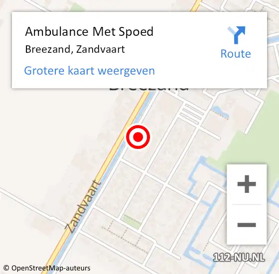Locatie op kaart van de 112 melding: Ambulance Met Spoed Naar Breezand, Zandvaart op 25 januari 2024 16:00