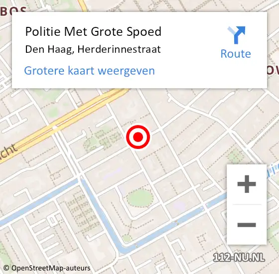 Locatie op kaart van de 112 melding: Politie Met Grote Spoed Naar Den Haag, Herderinnestraat op 25 januari 2024 16:15