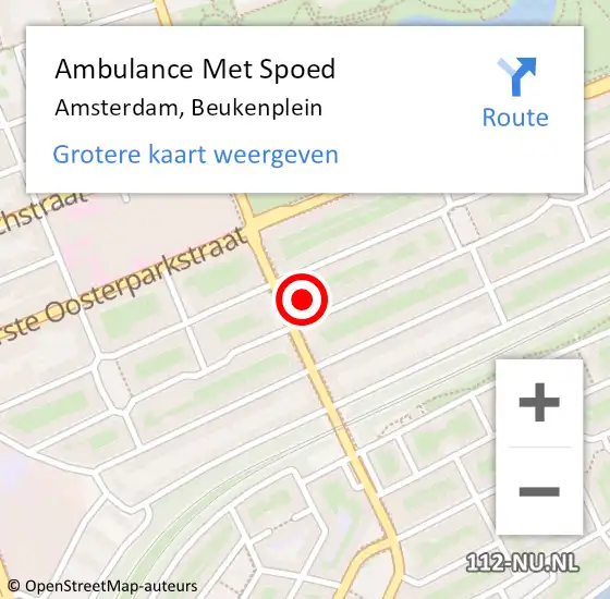 Locatie op kaart van de 112 melding: Ambulance Met Spoed Naar Amsterdam, Beukenplein op 25 januari 2024 16:40