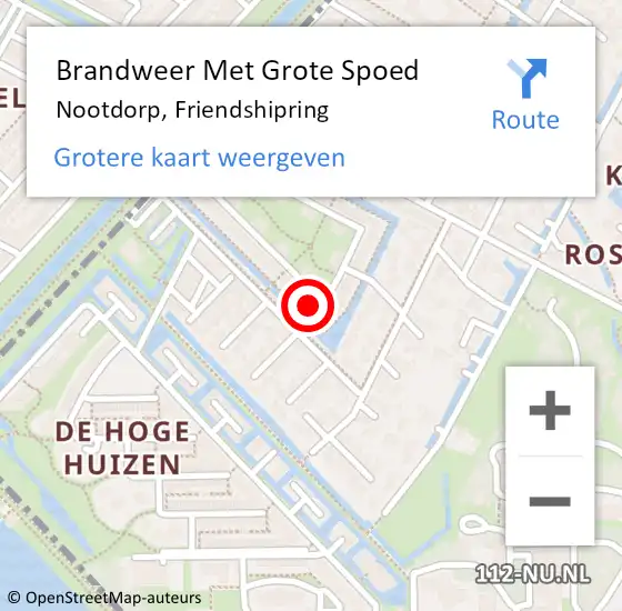 Locatie op kaart van de 112 melding: Brandweer Met Grote Spoed Naar Nootdorp, Friendshipring op 25 januari 2024 16:45