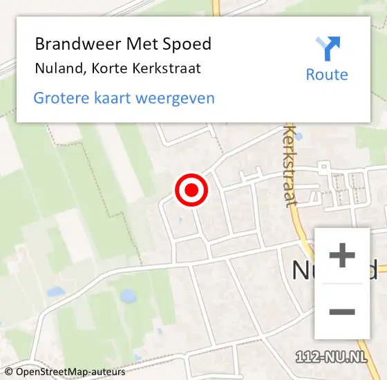 Locatie op kaart van de 112 melding: Brandweer Met Spoed Naar Nuland, Korte Kerkstraat op 25 januari 2024 16:58