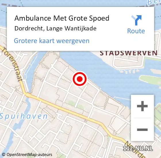 Locatie op kaart van de 112 melding: Ambulance Met Grote Spoed Naar Dordrecht, Lange Wantijkade op 25 januari 2024 17:09