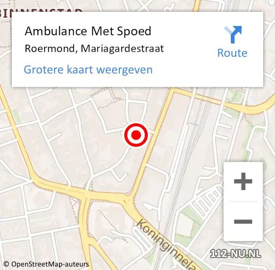 Locatie op kaart van de 112 melding: Ambulance Met Spoed Naar Roermond, Mariagardestraat op 25 januari 2024 17:18