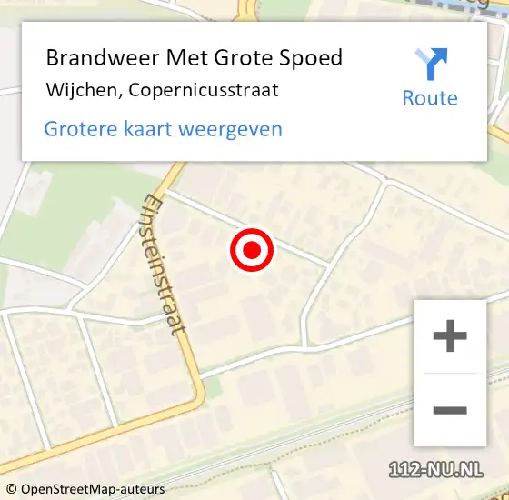 Locatie op kaart van de 112 melding: Brandweer Met Grote Spoed Naar Wijchen, Copernicusstraat op 25 januari 2024 17:20