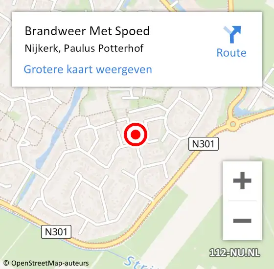 Locatie op kaart van de 112 melding: Brandweer Met Spoed Naar Nijkerk, Paulus Potterhof op 25 januari 2024 17:35