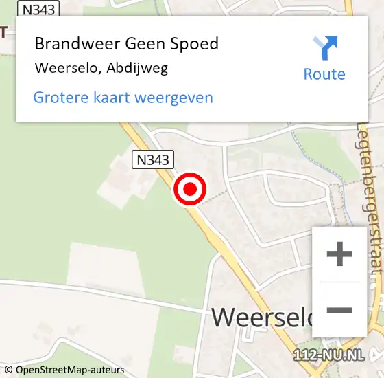 Locatie op kaart van de 112 melding: Brandweer Geen Spoed Naar Weerselo, Abdijweg op 25 januari 2024 17:50