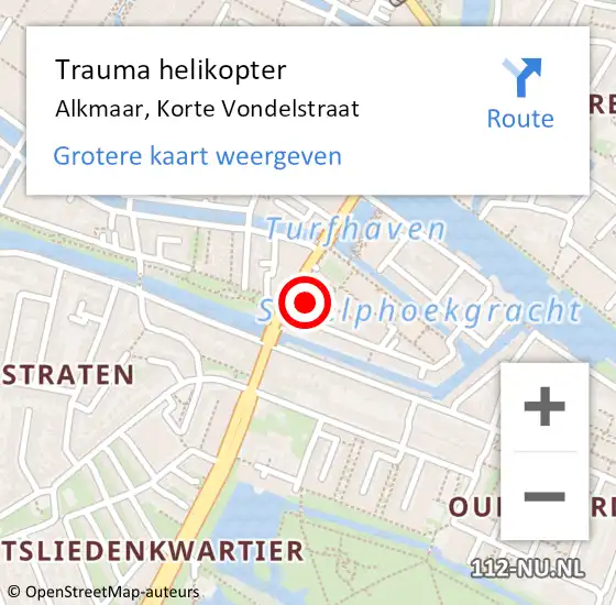 Locatie op kaart van de 112 melding: Trauma helikopter Alkmaar, Korte Vondelstraat op 25 januari 2024 17:53