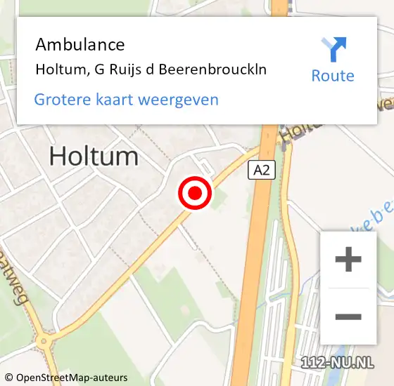 Locatie op kaart van de 112 melding: Ambulance Holtum, G Ruijs d Beerenbrouckln op 23 september 2014 13:35